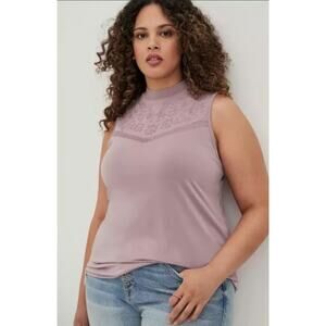 Torrid Studio Crepe Tank Top Women's Plus Size 1X Purple Elderberry Textured